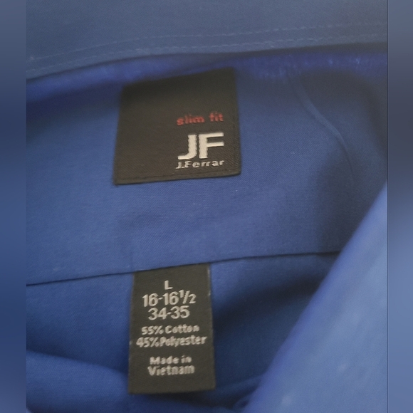 NWOT J.Ferrar  Men's Blue Dress Shirt Slim Fit Sz.16-16,5 (34-35) - Picture 6 of 9